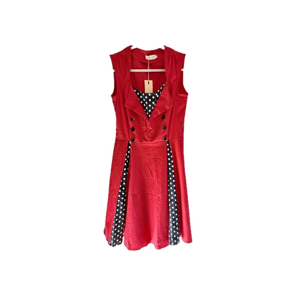 Killreal Size L Red Rockabilly Polka Dot Dress